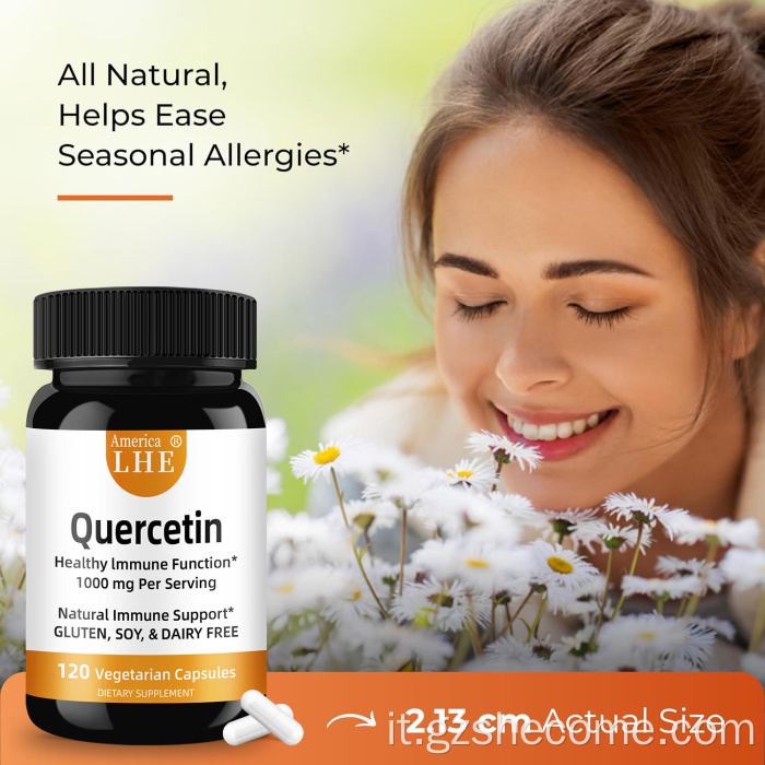 Capsule vegetariane di quercetina organica supportano la salute immunitaria